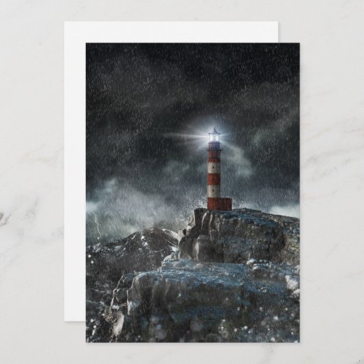 Lighthouses Lighthouse in the Storm Bedankkaart (Voorkant / Achterkant)