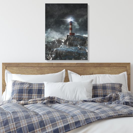 Lighthouses Lighthouse in the Storm Canvas Afdruk (Insitu (Slaapkamer))