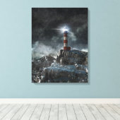 Lighthouses Lighthouse in the Storm Canvas Afdruk (Insitu (Houten vloer))