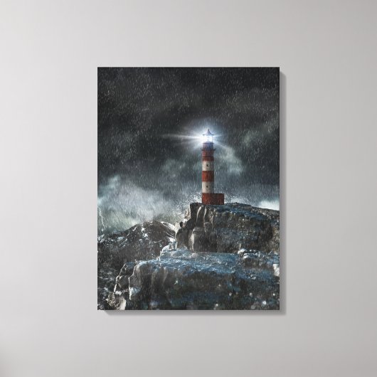 Lighthouses Lighthouse in the Storm Canvas Afdruk (Voorkant)