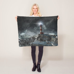 Lighthouses Lighthouse in the Storm Fleece Deken