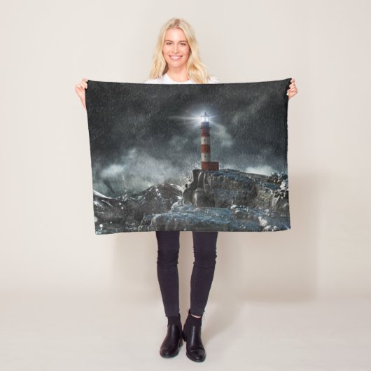 Lighthouses Lighthouse in the Storm Fleece Deken (In situ)