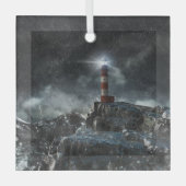 Lighthouses Lighthouse in the Storm Glas Ornament (Voorkant)