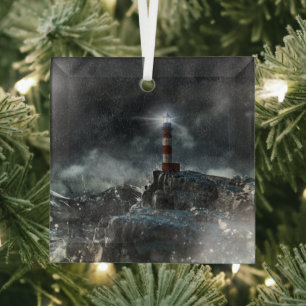 Lighthouses Lighthouse in the Storm Glas Ornament
