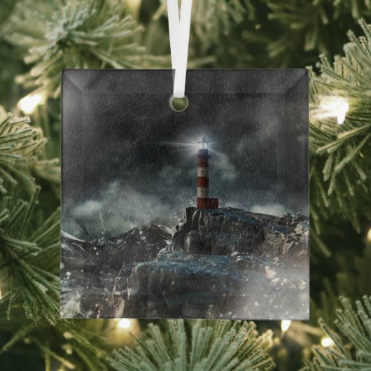 Lighthouses Lighthouse in the Storm Glas Ornament (Insitu)