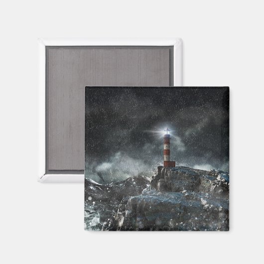 Lighthouses Lighthouse in the Storm Magneet (Voorkant / Achterkant)