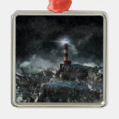 Lighthouses Lighthouse in the Storm Metalen Ornament (Voorkant)