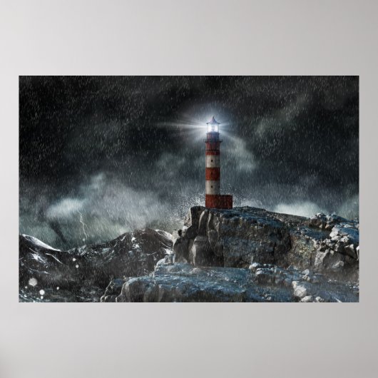 Lighthouses | Lighthouse in the Storm Poster (Voorkant)