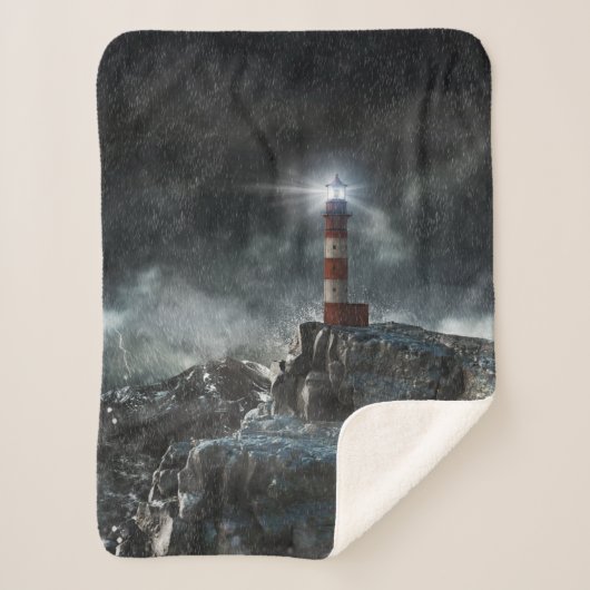 Lighthouses Lighthouse in the Storm Sherpa Deken (Voorkant)