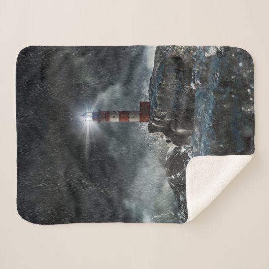 Lighthouses Lighthouse in the Storm Sherpa Deken (Voorkant (horizontaal))