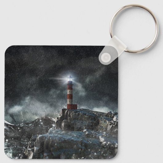 Lighthouses Lighthouse in the Storm Sleutelhanger (Achterkant)