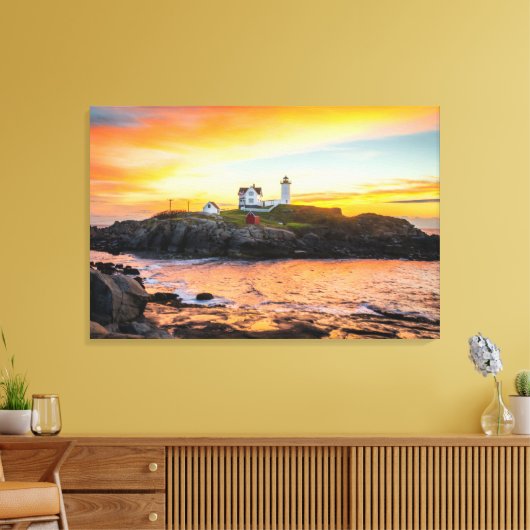 Lighthouses | Nubble Lighthouse Maine Canvas Afdruk (Insitu (Woonkamer))