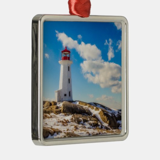 Lighthouses Peggy's Cove Nova Scotia Metalen Ornament (Rechts)