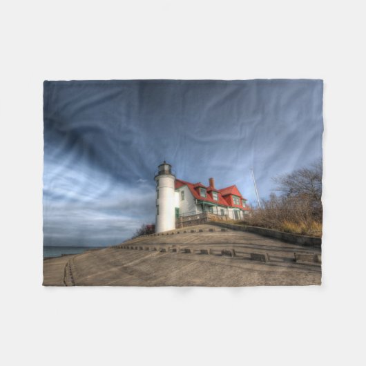 Lighthouses | Point Betsie Lake Michigan Fleece Deken (Voorkant (Horizontaal))
