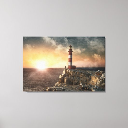 Lighthouses Red & White Lighthouse Canvas Afdruk (Voorkant)