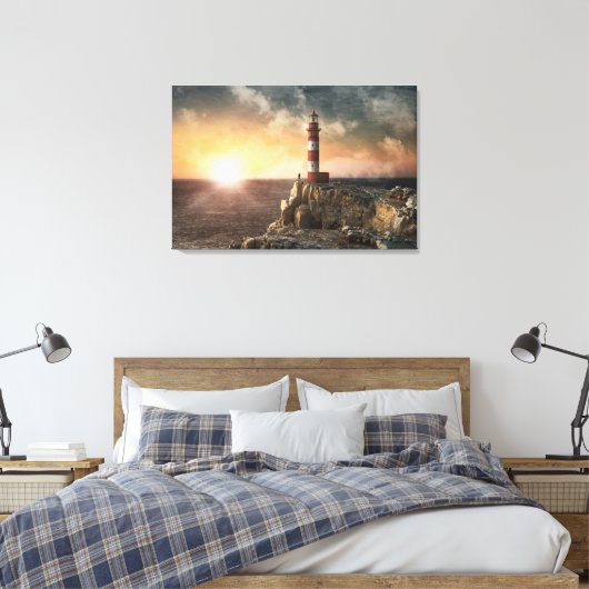 Lighthouses Red & White Lighthouse Canvas Afdruk (Insitu (Slaapkamer))