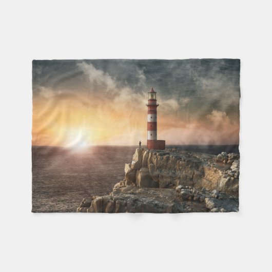 Lighthouses Red & White Lighthouse Fleece Deken (Voorkant (Horizontaal))