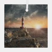 Lighthouses Red & White Lighthouse Glas Ornament (Achterkant)