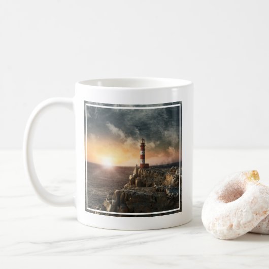 Lighthouses Red & White Lighthouse Koffiemok (Met donut)