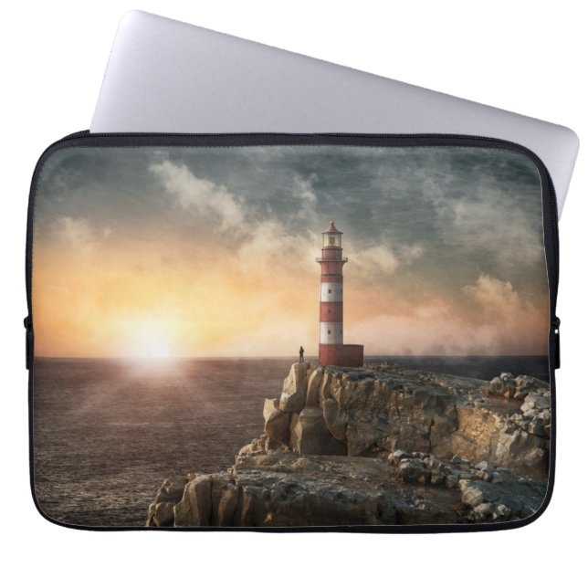 Lighthouses Red & White Lighthouse Laptop Sleeve (Voorkant)