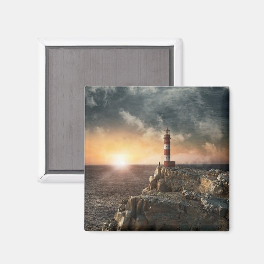 Lighthouses Red & White Lighthouse Magneet (Voorkant / Achterkant)