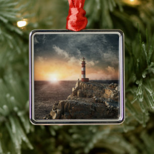 Lighthouses Red & White Lighthouse Metalen Ornament