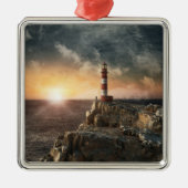 Lighthouses Red & White Lighthouse Metalen Ornament (Voorkant)