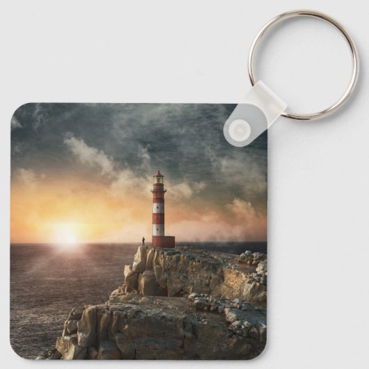 Lighthouses Red & White Lighthouse Sleutelhanger (Achterkant)