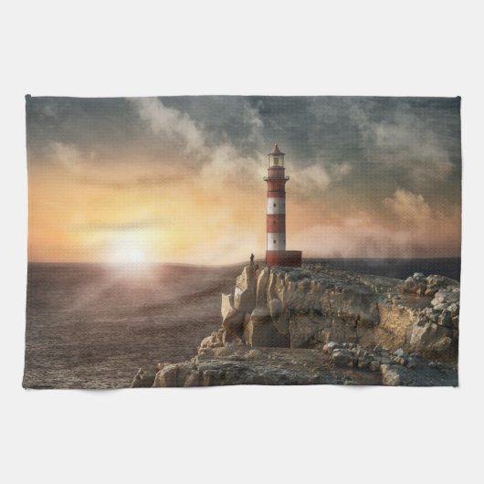 Lighthouses Red & White Lighthouse Theedoek (Horizontaal)