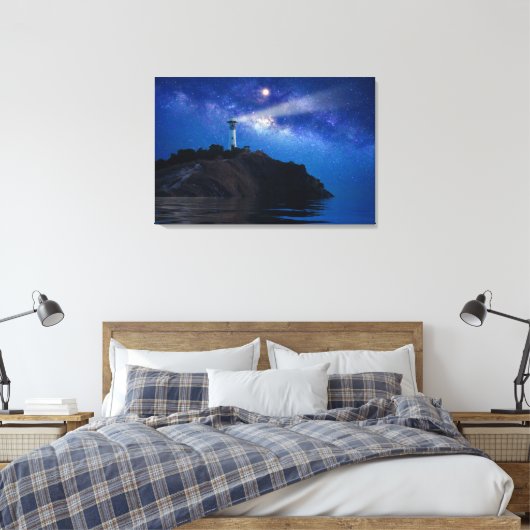 Lighthouses Starry Night Lighthouse Canvas Afdruk (Insitu (Slaapkamer))