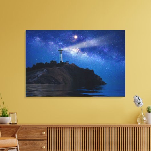 Lighthouses Starry Night Lighthouse Canvas Afdruk (Insitu (Woonkamer))
