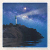 Lighthouses Starry Night Lighthouse Glazen Onderzetter (Voorkant)