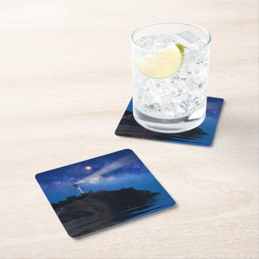 Lighthouses Starry Night Lighthouse Kartonnen Onderzetters (Insitu)