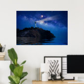 Lighthouses Starry Night Lighthouse Poster (Thuiskantoor)