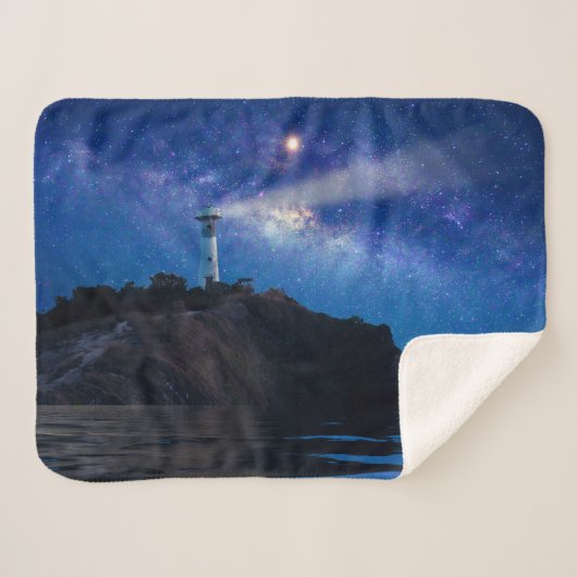 Lighthouses Starry Night Lighthouse Sherpa Deken (Voorkant (horizontaal))