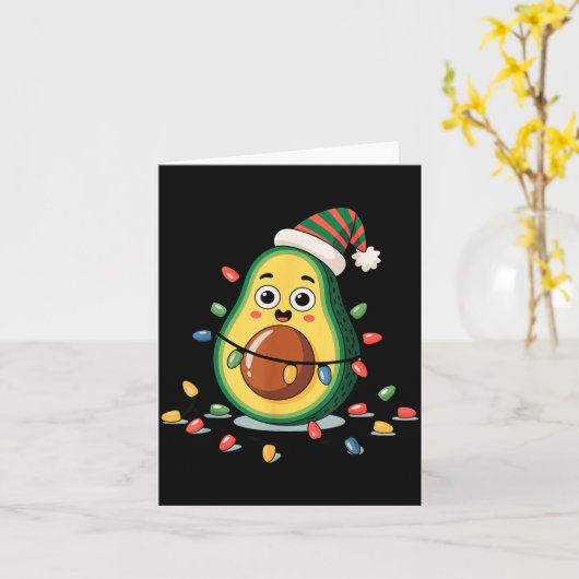 Lighting Avocado Ugly Christmas Sweater Guacamole Kaart (Gele Bloem)