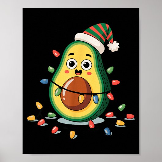 Lighting Avocado Ugly Christmas Sweater Guacamole  Poster (Voorkant)