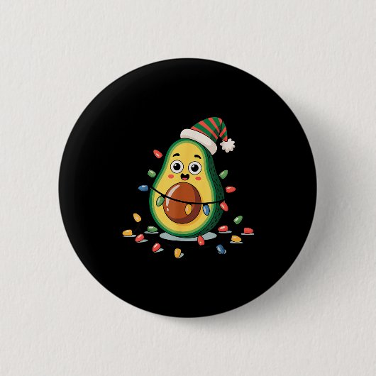 Lighting Avocado Ugly Christmas Sweater Guacamole Ronde Button 5,7 Cm (Voorkant)