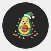 Lighting Avocado Ugly Christmas Sweater Guacamole Ronde Sticker (Voorkant)