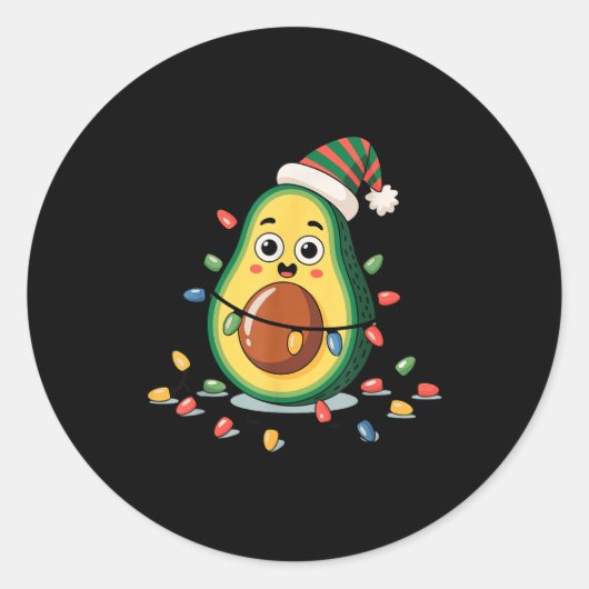Lighting Avocado Ugly Christmas Sweater Guacamole  Ronde Sticker (Voorkant)