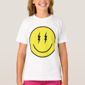 Lighting Bolt Eyes Emoji Yellow Face Emoticon T-shirt (Voorkant)
