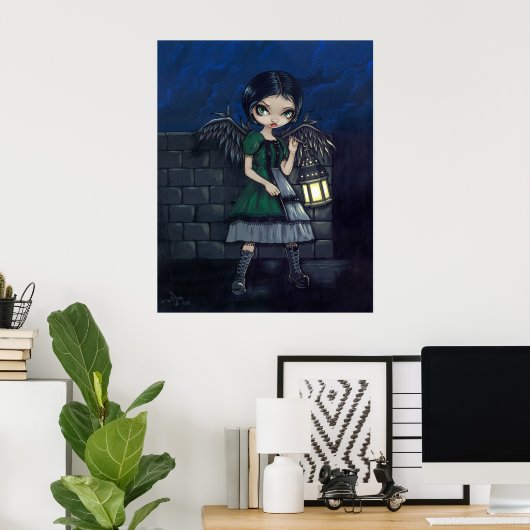 Lighting the Way gothic fairy lantern Art Print (Thuiskantoor)