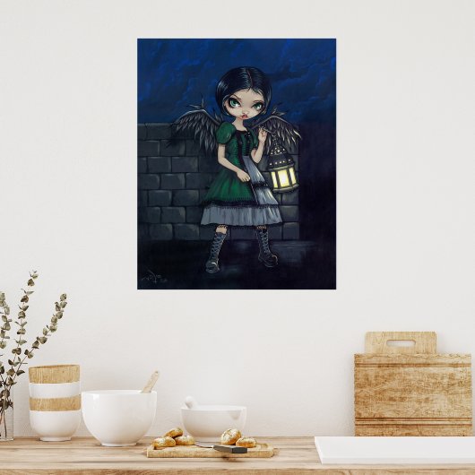 Lighting the Way gothic fairy lantern Art Print (Keuken)