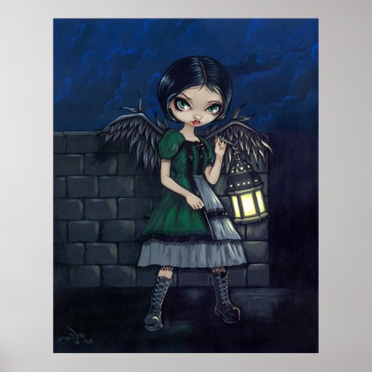 Lighting the Way gothic fairy lantern Art Print (Voorkant)