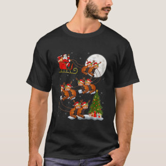 Lighting Tree Santa Riding Red Panda T-shirt