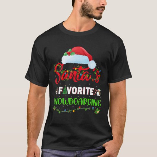 Lighting Xmas Santa's Favorite Snowboarding Christ T-shirt (Voorkant)