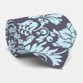 Lightl Blue & Plum  Floral Dammaskers Stropdas (Opgerold)