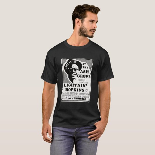Lightnin Hopkins, legendarisch Amerikaans land blu T-shirt (Voorkant volledig)