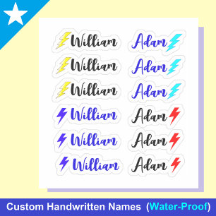 Lightning 12 kleine grillige naamlabels set sticker