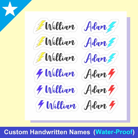 Lightning 12 kleine grillige naamlabels set sticker